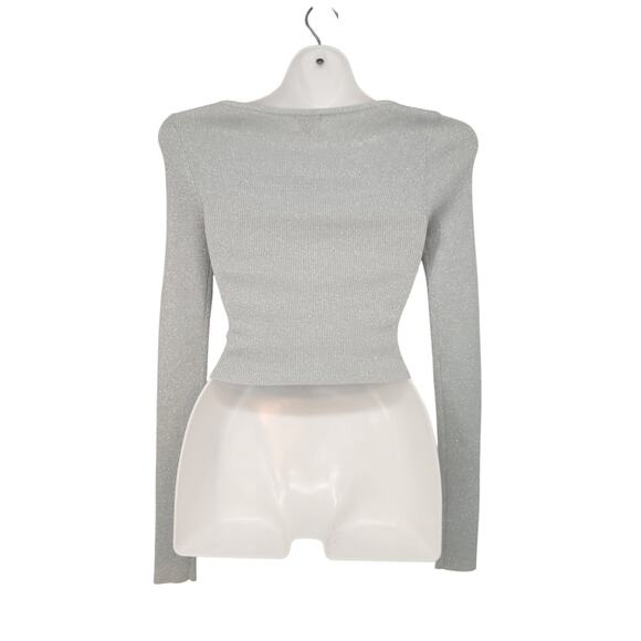 Camila Coelho Silver Kamari Cut Out Metallic Long Sleeve Top Revolve Women S - Picture 7 of 7